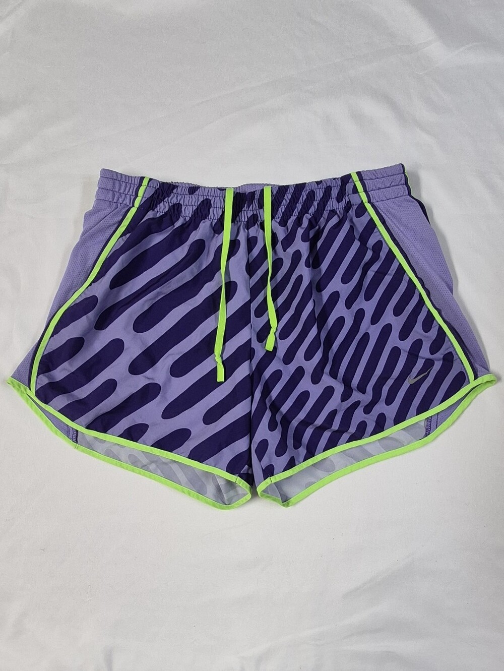 Nike Dri-Fit Women's Tempo Running Purple Print Neon Green Trim Medium Shorts